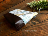 Cactus in Desert Sand with Vegan Leather - Large Make Up Bag / Diaper Clutch / Bridesmaid Gift