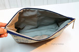 Navy Arrows with Vegan Leather - Large Make Up Bag / Diaper Clutch / Bridesmaid Gift