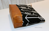 Black Arrows with Vegan Leather - Large Make Up Bag / Diaper Clutch / Bridesmaid Gift