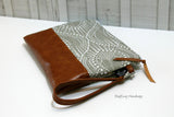 Grab N Go Wristlet Clutch - Pearl Rays In Grey with Vegan Leather