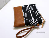 Grab N Go Wristlet Clutch - Black Arrows with Vegan Leather