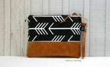 Grab N Go Wristlet Clutch - Black Arrows with Vegan Leather