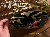 Grab N Go Wristlet Clutch - Coral Floral in Midnight with Vegan Leather