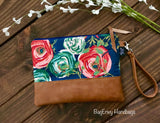 Grab N Go Wristlet Clutch - Floral Fusion with Vegan Leather